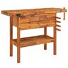 vidaXL arbejdsbord skuffer og skruestik 124x52x83 cm massivt akacietr&aelig;