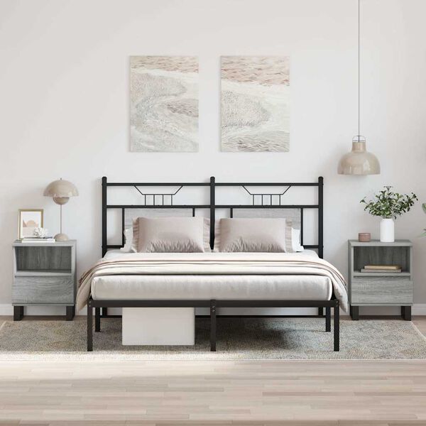 vidaXL sengeborde 2 stk. 40x35x50 cm konstrueret træ grå sonoma-eg