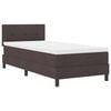 vidaXL Box spring seng med LED-lysstrimler M&oslash;rk Brun 90 x 190 cm Stof