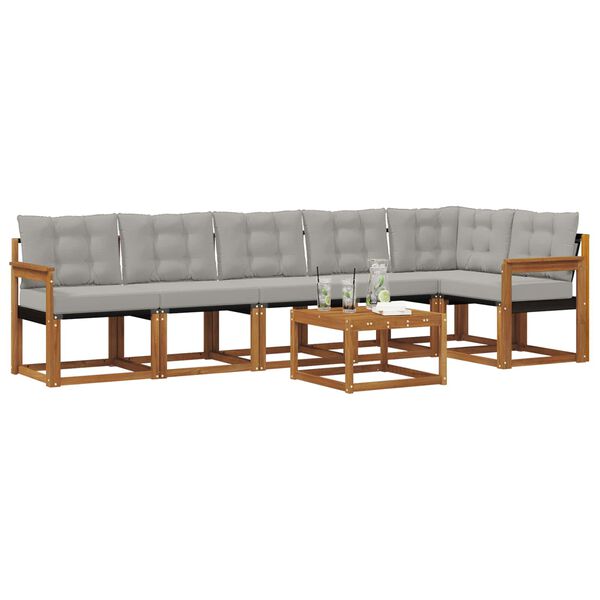 vidaXL Udend&oslash;rs sofagruppe med pude 7 pcs Naturlig og Lys Gr&aring;