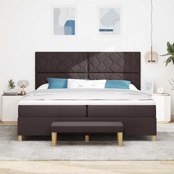 vidaXL Box spring seng med madras M&oslash;rk Brun 200 x 200 cm Stof