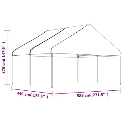 vidaXL pavillon med tag 4,46x5,88x3,75 m polyethylen hvid