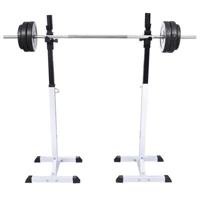 vidaXL vægtstang- og squat-stativ med vægtstang- og håndvægtsæt 30,5 kg