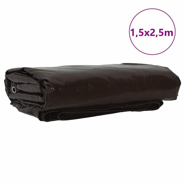 vidaXL Tarpaulin 650g / m&sup2; Brun 1,5 x 2,5 m L&aelig;rred med PVC-bel&aelig;gning