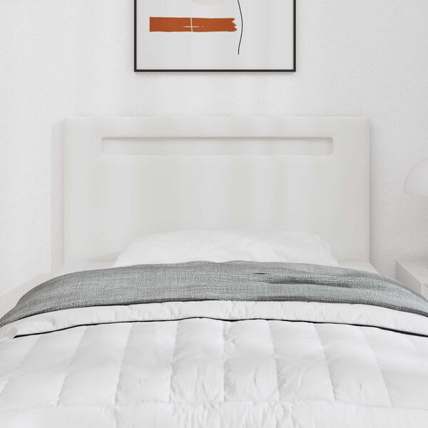 vidaXL LED sengegavl Hvid 100 cm Faux l&aelig;der