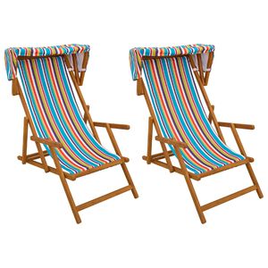 vidaXL Havestol 2 pcs 3 position Massiv Eucalyptus Tr&aelig; Flerfarvet