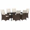 vidaXL Have Spisebordss&aelig;t med pude 7 pcs Brun polyrattan
