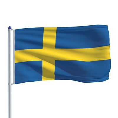 vidaXL Sveriges flag og flagstang 6 m aluminium