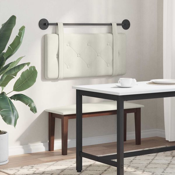 vidaXL H&aelig;ngende Hovedgavl V&aelig;gmonteret Creme 100 x 55 x 5 cm Fl&oslash;jl