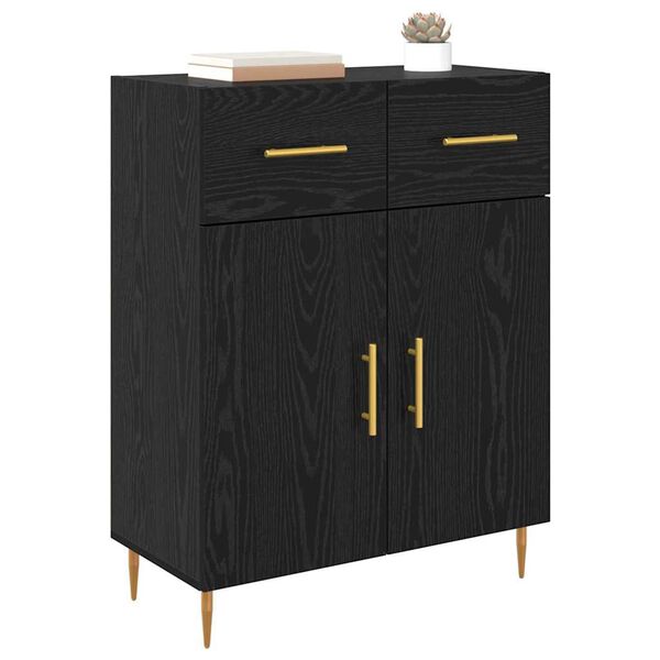 vidaXL Sideboard med skuffe Sort eg 69,5 x 34 x 90 cm Konstrueret tr&aelig;