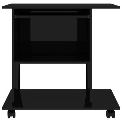vidaXL computerbord 80x50x75 cm spånplade sort højglans