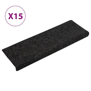 vidaXL trappem&aring;tter selvkl&aelig;bende 15 stk. 65x21x4 cm sorte rektangul&aelig;re kant