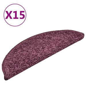 vidaXL trappem&aring;tter 15 stk. 56x17x3 cm m&oslash;rkelilla halvrunde