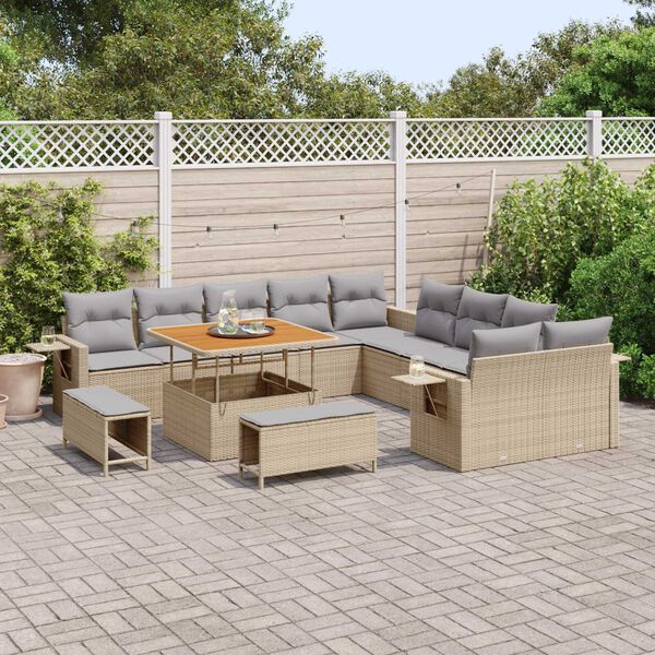vidaXL Havesofa S&aelig;t 13 pcs Beige polyrattan