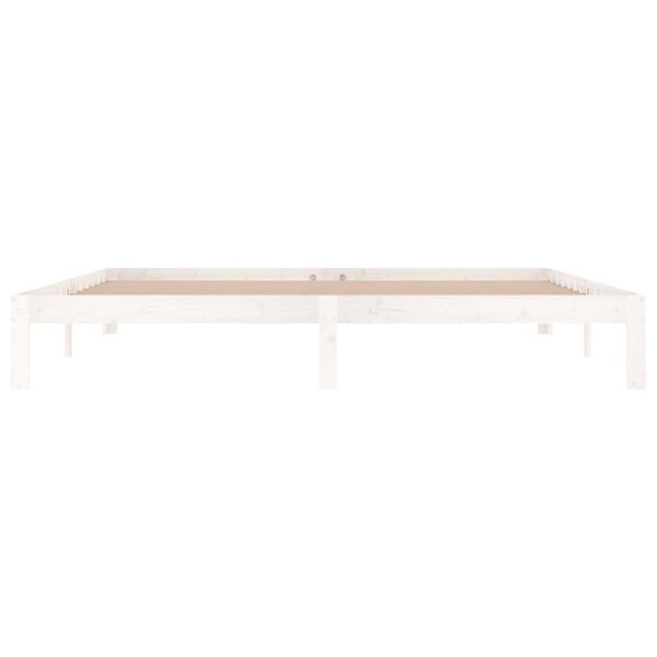 vidaXL sengeramme 200x200 cm massivt fyrretr&aelig; hvid