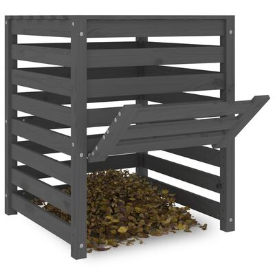 vidaXL kompostbeholder 63,5x63,5x77,5 cm massivt fyrretræ Grå