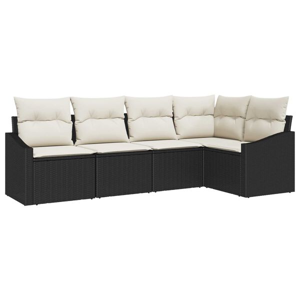 vidaXL Sofa Sæt med pude 5 pcs Sort polyrattan