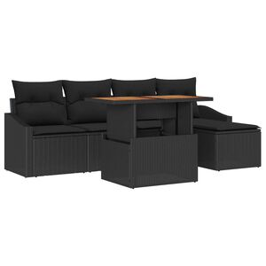 vidaXL Havesofa S&aelig;t med opbevaring 6 pcs Sort Poly rattan
