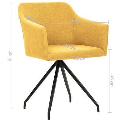 vidaXL drejelige spisebordsstole 2 stk. stof sennepsgul
