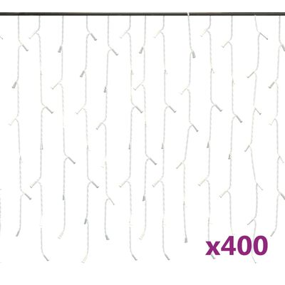 vidaXL lysgardin 10 m 400 LED'er 8 funktioner varm hvid