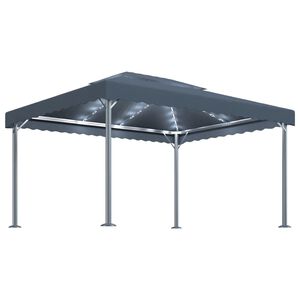 vidaXL pavillon med LED-lysk&aelig;der 400x300 cm aluminium antracitgr&aring;