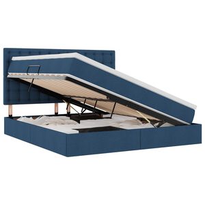 vidaXL Seng med opbevaring og LED med LED Bl&aring; 180 x 200 cm Polyester