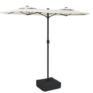 vidaXL parasol m. dobbelt parasoldug 316x145 cm sandhvid