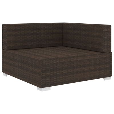 vidaXL hjørnesæde til sofa 1 stk. med hynder polyrattan brun