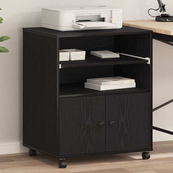 vidaXL Printerstand Sort eg 60 x 48 x 74 cm Konstrueret træ