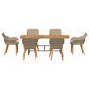 vidaXL Have Spisebordssæt med pude 7 pcs Beige og brun polyrattan
