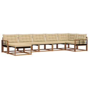 vidaXL Udend&oslash;rs sofagruppe med pude 7 pcs Naturlig og Beige