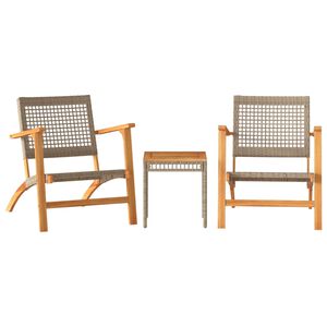 vidaXL bistros&aelig;t 3 dele polyrattan og massivt akacietr&aelig; beige