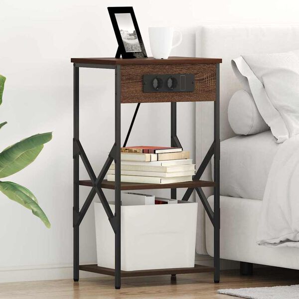 vidaXL Natskab med hylde Brun eg 41 x 31 x 76 cm Konstrueret tr&aelig;