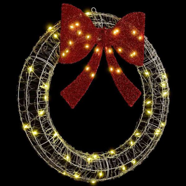 vidaXL Krans med 60 LED'er Varm hvid 75 cm Akryl