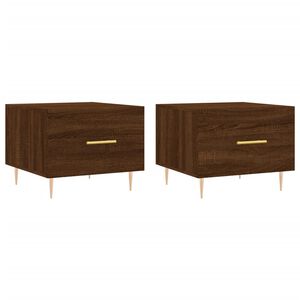 vidaXL sofaborde 2 stk. 50x50x40 cm konstrueret tr&aelig; brun egetr&aelig;sfarve
