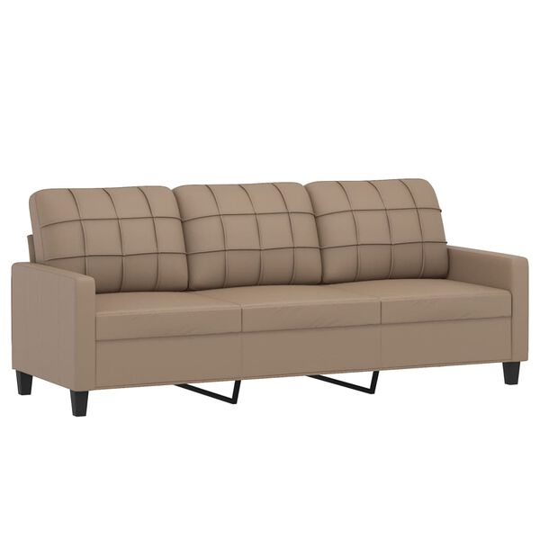 vidaXL 3-personers sofa med pyntepuder 180 cm kunstlæder cappuccino