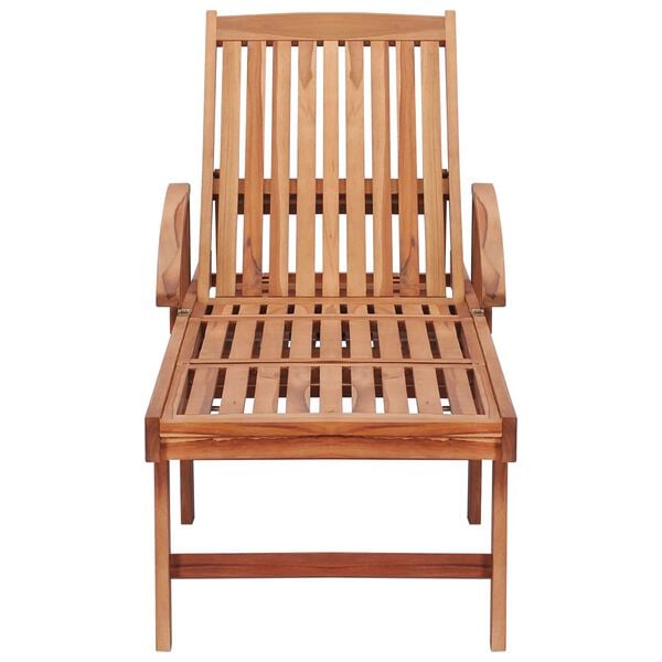 vidaXL liggestol med gr&aring;ternet hynde massivt teaktr&aelig;