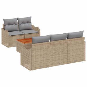 vidaXL Havesofa S&aelig;t med pude 6 pcs Beige polyrattan