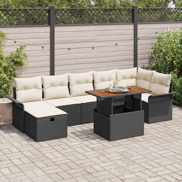 vidaXL Havesofa S&aelig;t 8 pcs Sort polyrattan