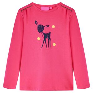 vidaXL Lang&aelig;rmet T-shirt til b&oslash;rn str. 104 pink