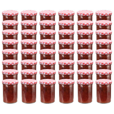 vidaXL syltetøjsglas 48 stk. med hvide og røde låg 400 ml