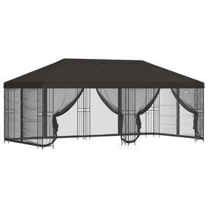 vidaXL Pavillon med sidetapper 6 x 3 m Antracit Polyester og St&aring;l 190