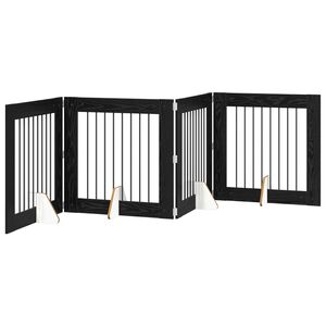 vidaXL Sammenklappelig hundegitter med stativer 4 stk. Sort eg 321 cm