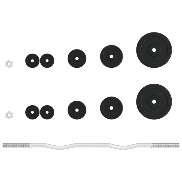 vidaXL v&aelig;gtstang med skiver 30 kg st&oslash;bejern og forkromet st&aring;l