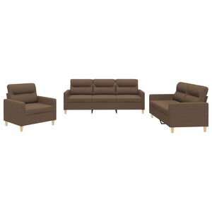 vidaXL sofas&aelig;t 3 dele med hynder stof brun