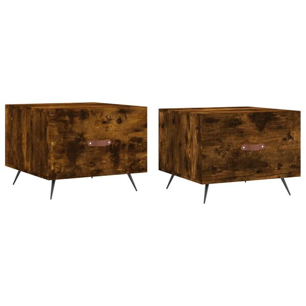 vidaXL sofaborde 2 stk. 50x50x40 cm konstrueret træ røget egetræsfarve