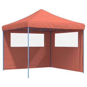 vidaXL foldbart pop-up festtelt med 2 sidev&aelig;gge terracotta