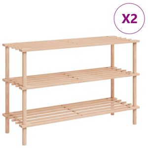 vidaXL skoreoler med 3 hylder 2 stk. massivt fyrretr&aelig;