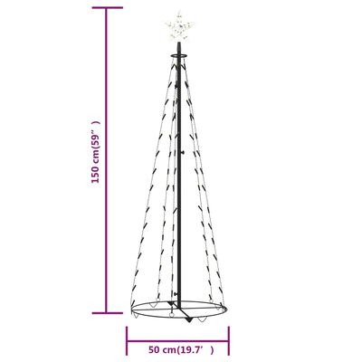 vidaXL kegleformet juletræ 84 LED'er 50x150 cm varmt hvidt lys
