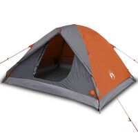vidaXL 3-personers campingtelt 240x217x120 cm 190T taft grå og orange